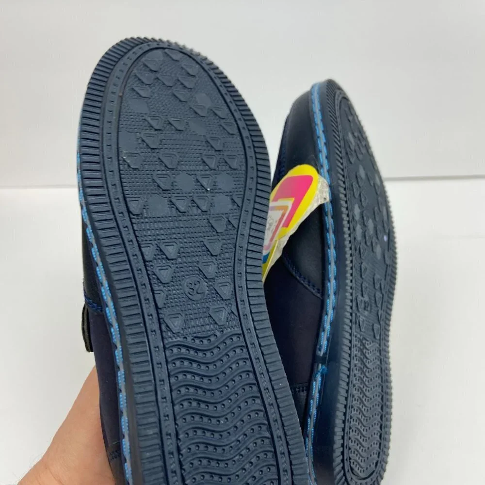 NWT M + D Boys Blue Faux Leather Slip-on Loafers Size 1 (EU 32)